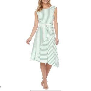 Danny & Nicole Sleeveless Striped Fit & Flare Dres
